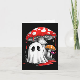 Retro Ghost Mushroom Halloween Vibes Cute Groovy M Card
