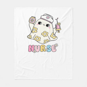 Retro Ghost Nurse Halloween Design Classic T-Shirt Fleece Blanket
