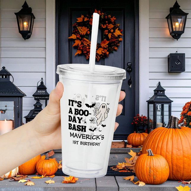 Retro Ghost One Halloween Boy 1st Birthday Acrylic Tumbler (Creator Uploaded)