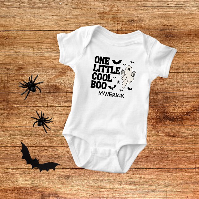 Retro Ghost One Halloween Boy 1st Birthday Baby Bodysuit (Creator Uploaded)