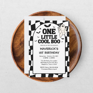 Retro Ghost One Halloween Boy 1st Birthday Invitation