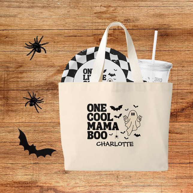 Retro Ghost One Halloween Boy 1st Birthday Large Tote Bag (Creator Uploaded)