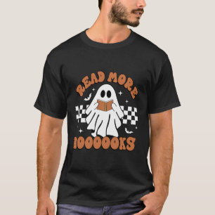 Retro Ghost Read More Books Halloween Teacher Kids T-Shirt