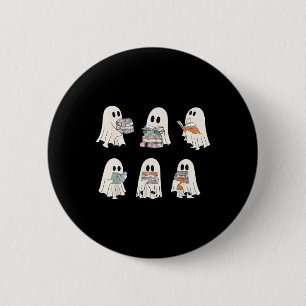 Retro Ghost Reading Books1 6 Cm Round Badge