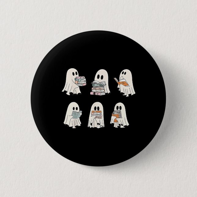 Retro Ghost Reading Books1  6 Cm Round Badge (Front)