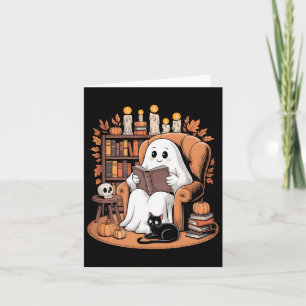 Retro Ghost Reading Books  Card
