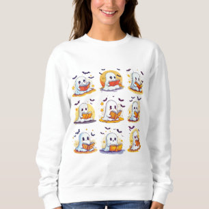 Retro Ghost Reading Books – Cute Spooky Book Sweatshirt