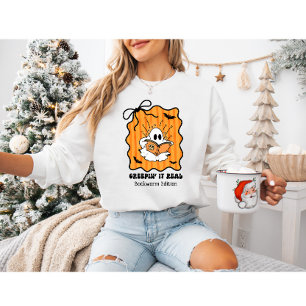Retro Ghost Reading with Bow “Creepin’ It Real" Sweatshirt
