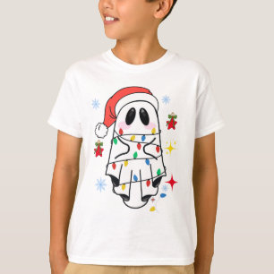 Retro Ghost Santa Christmas Holiday Xmas Santa Hat T-Shirt