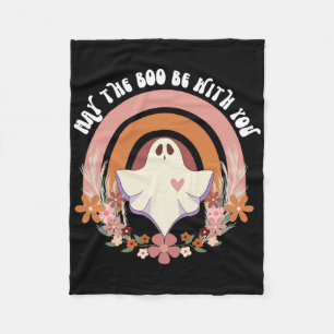 Retro Ghost Vintage Floral Boho Halloween Cute Fal Fleece Blanket