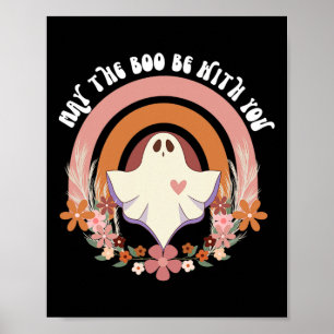 Retro Ghost Vintage Floral Boho Halloween Cute Fal Poster