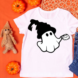 Retro Ghost with Hat and Mug Halloween T-Shirt