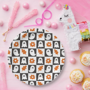 Retro Ghosts Halloween Cute Pastel Ghost Kids Paper Plate