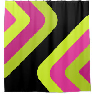 Retro Giant Diamonds Chartreuse Magenta Shower Curtain