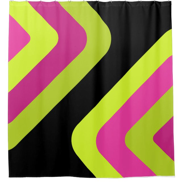 Retro Giant Diamonds Chartreuse Magenta Shower Curtain (Front)