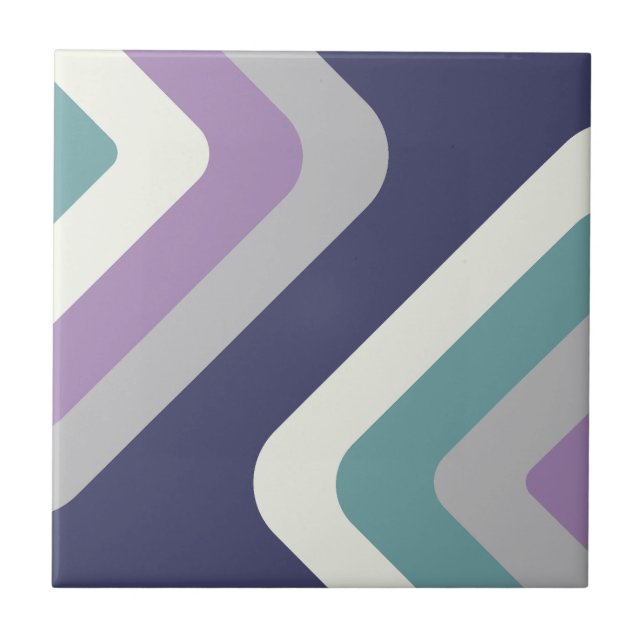 Retro Giant Diamonds Purple Colourful Tile (Front)