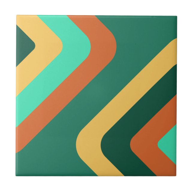 Retro Giant Diamonds Teal Multicolored Tile (Front)