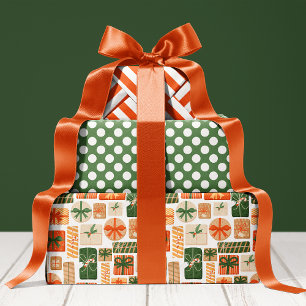 Retro Gift Box Pattern Cute Holiday Christmas Wrapping Paper Sheet