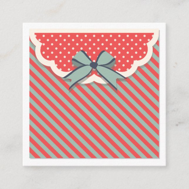Retro Gift Christmas Party Free Drink Voucher Square Business Card (Front)