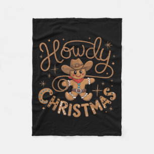 Retro Gingerbread Cowboy Western Howdy Christmas U Fleece Blanket