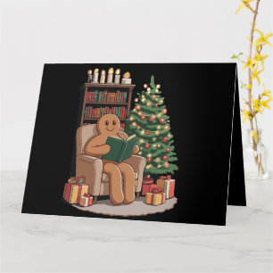 Retro Gingerbread Reading Books Christmas Teacher  Card