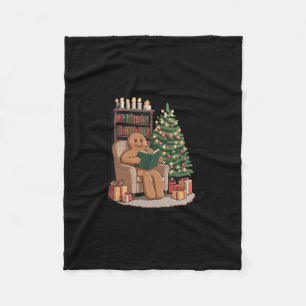 Retro Gingerbread Reading Books Christmas Teacher  Fleece Blanket