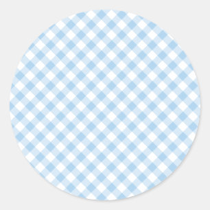 Retro Gingham Baby Blue Classic Round Sticker