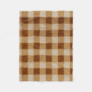 Retro Gingham Brown Fleece Blanket