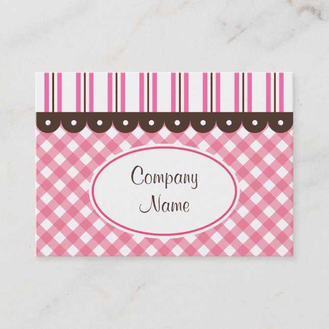 Retro Gingham Business Cards (Front)