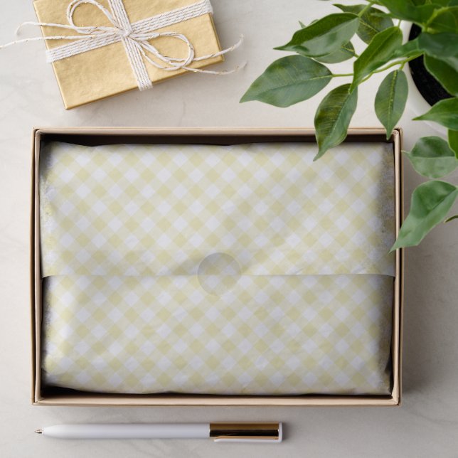 Retro Gingham Butter Yellow Tissue Paper (Gift)