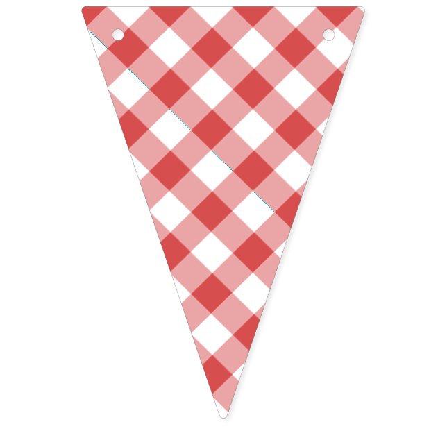 Retro Gingham Coral Red Bunting (First Flag)