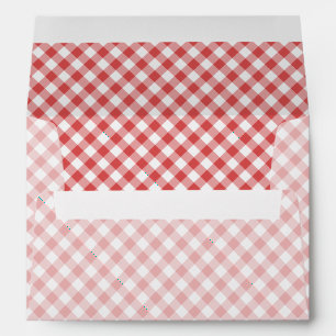 Retro Gingham Coral Red Envelope