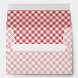 Retro Gingham Coral Red Envelope
