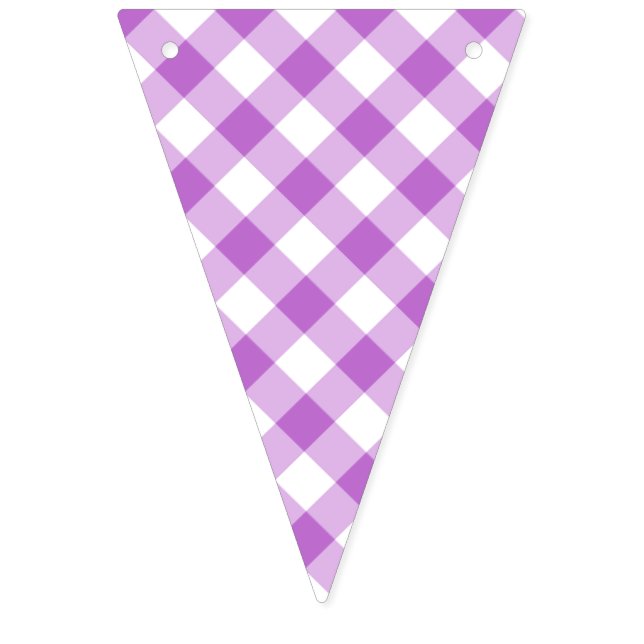 Retro Gingham Orchid Purple Bunting (First Flag)