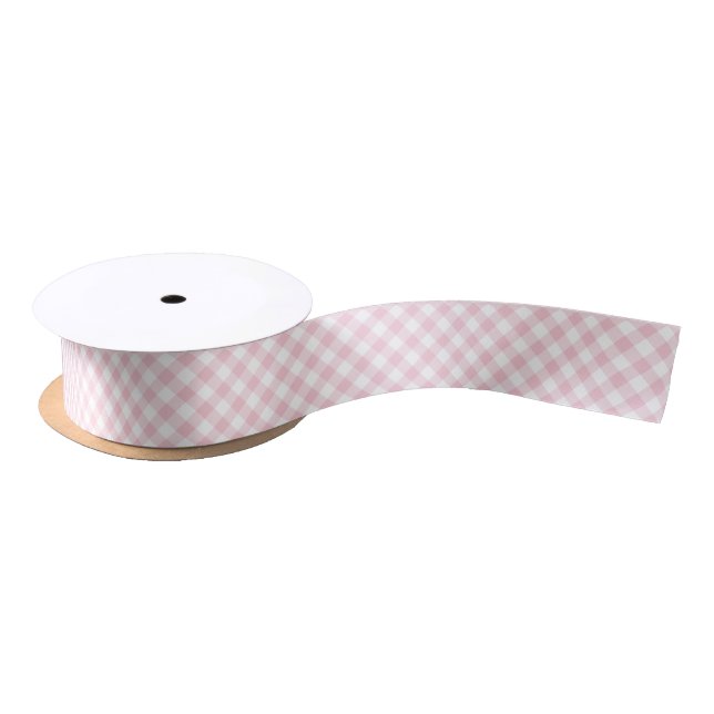 Retro Gingham Pink Satin Ribbon (Spool)