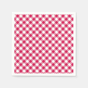 Retro Gingham Raspberry Napkin