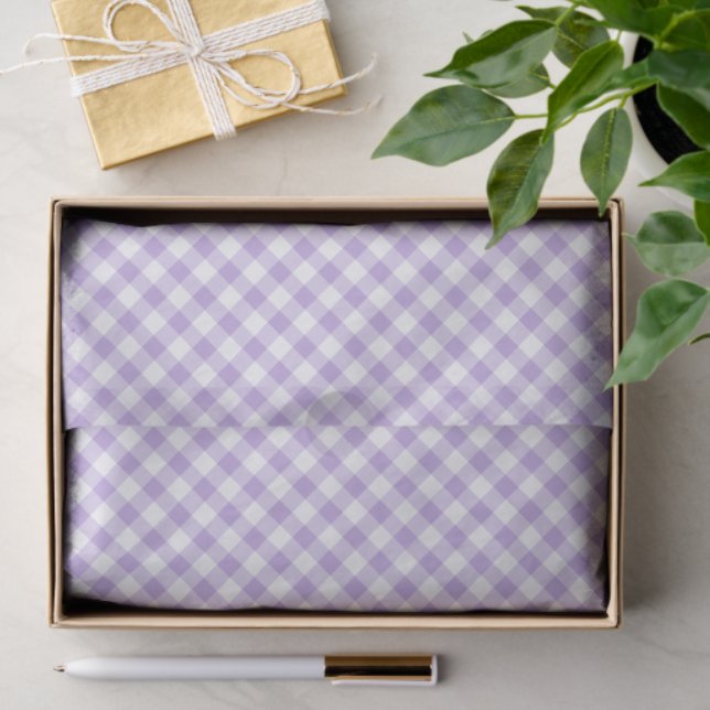 Retro Gingham Soft Lavender Tissue Paper (Gift)