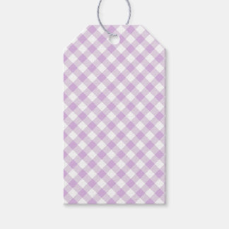 Retro Gingham Soft Lilac Gift Tags