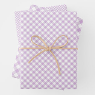 Retro Gingham Soft Lilac Wrapping Paper Sheet