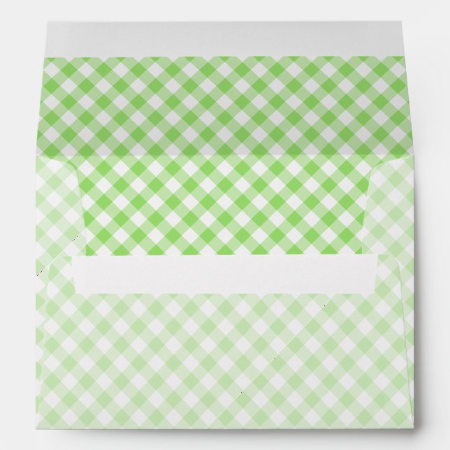 Retro Gingham Spring Green Envelope (Back (Bottom))