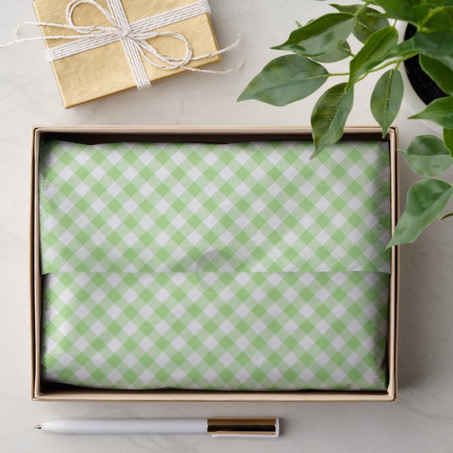 Retro Gingham Spring Green Tissue Paper (Gift)