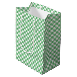 Retro Gingham Summer Green Medium Gift Bag
