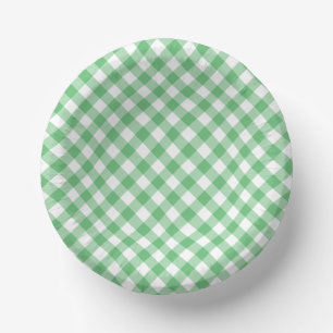 Retro Gingham Summer Green Paper Plate
