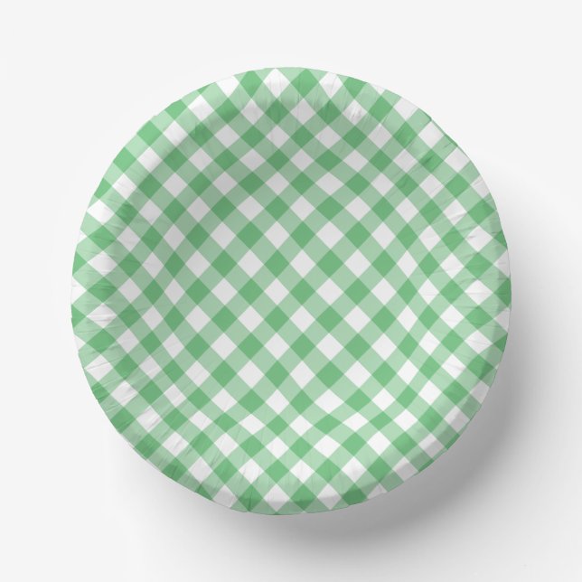 Retro Gingham Summer Green Paper Plate (Front)
