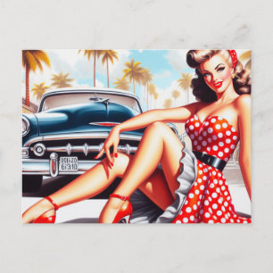 Retro Girl Classic Pin Up Postcard