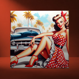 Retro Girl Classic Pin Up Tile