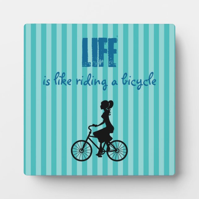 Retro Girl Cyclist - Life Is Like Riding A Bicycle Plaque (Front)
