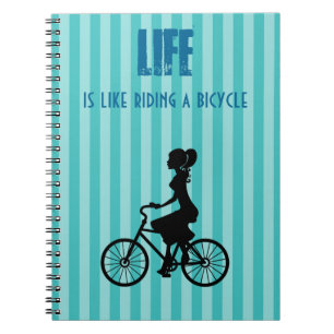 Retro Girl Cyclist - Life Is Like Riding A Bicycle Spiral Notebook