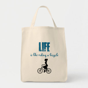 Retro Girl Cyclist - Life Is Like Riding A Bicycle Tote Bag