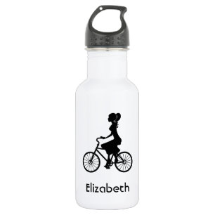 Retro Girl Cyclist Silhouette 532 Ml Water Bottle